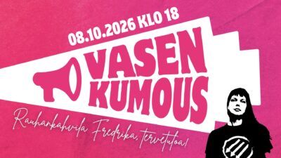 Elina Kauppilan Vasenkumous-kamppanjastarttitapahtuman mainoskuva